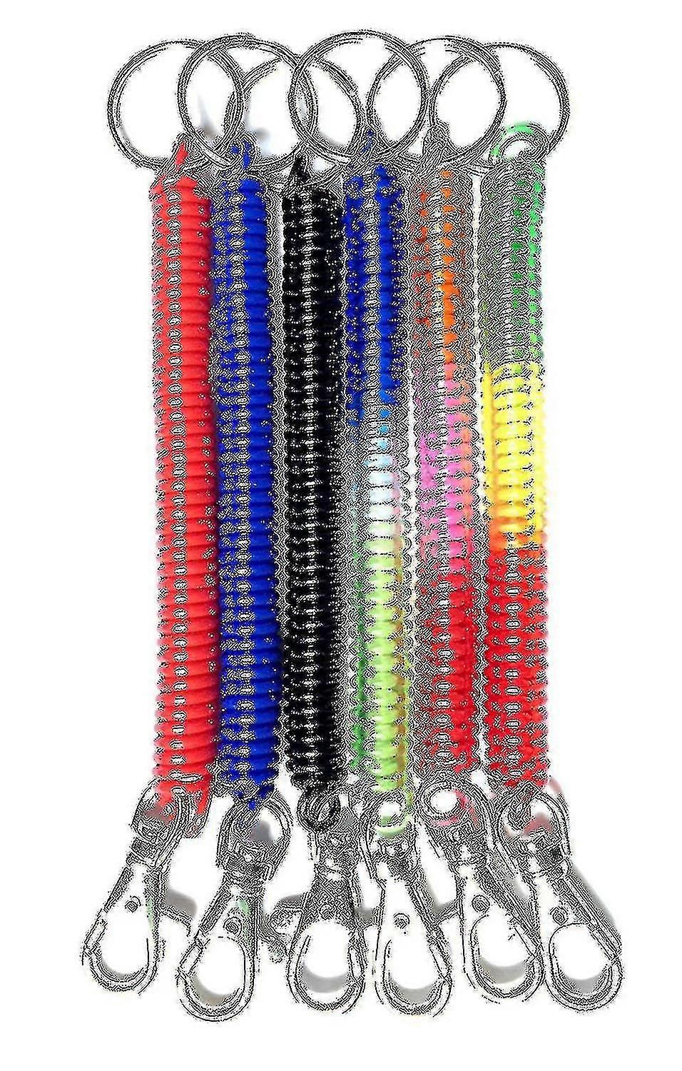 Flexible Spring Coil Cord Stretch Keychains 6 Pcs