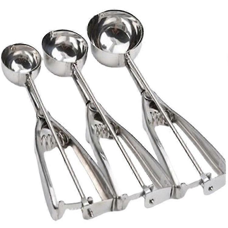 Ice Cream Scoop, Set of 3 Cookie Scoops, Stainless Steel Ice Cream Scoop, Large/Medium/Small Cookie Scoops for Baking