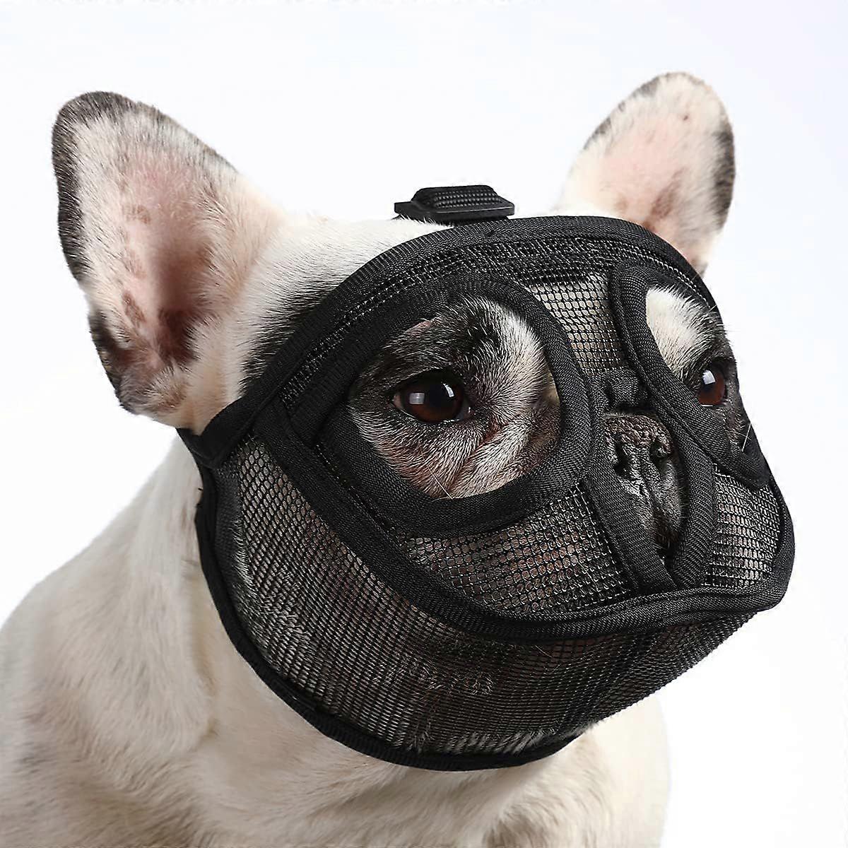 2025 newFrench Bulldog Mesh Muzzle - Breathable Anti-Bite Mask for Short-Snout Dogs