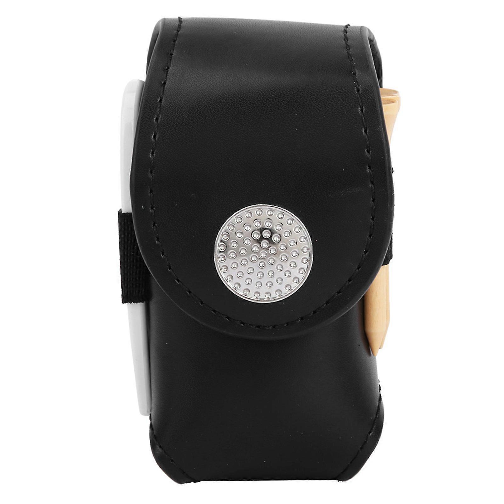 Mini PU Golf Ball Pouch Pouch Holder with Golf Ball Tee Divot Portable Golfing Accessory (black)