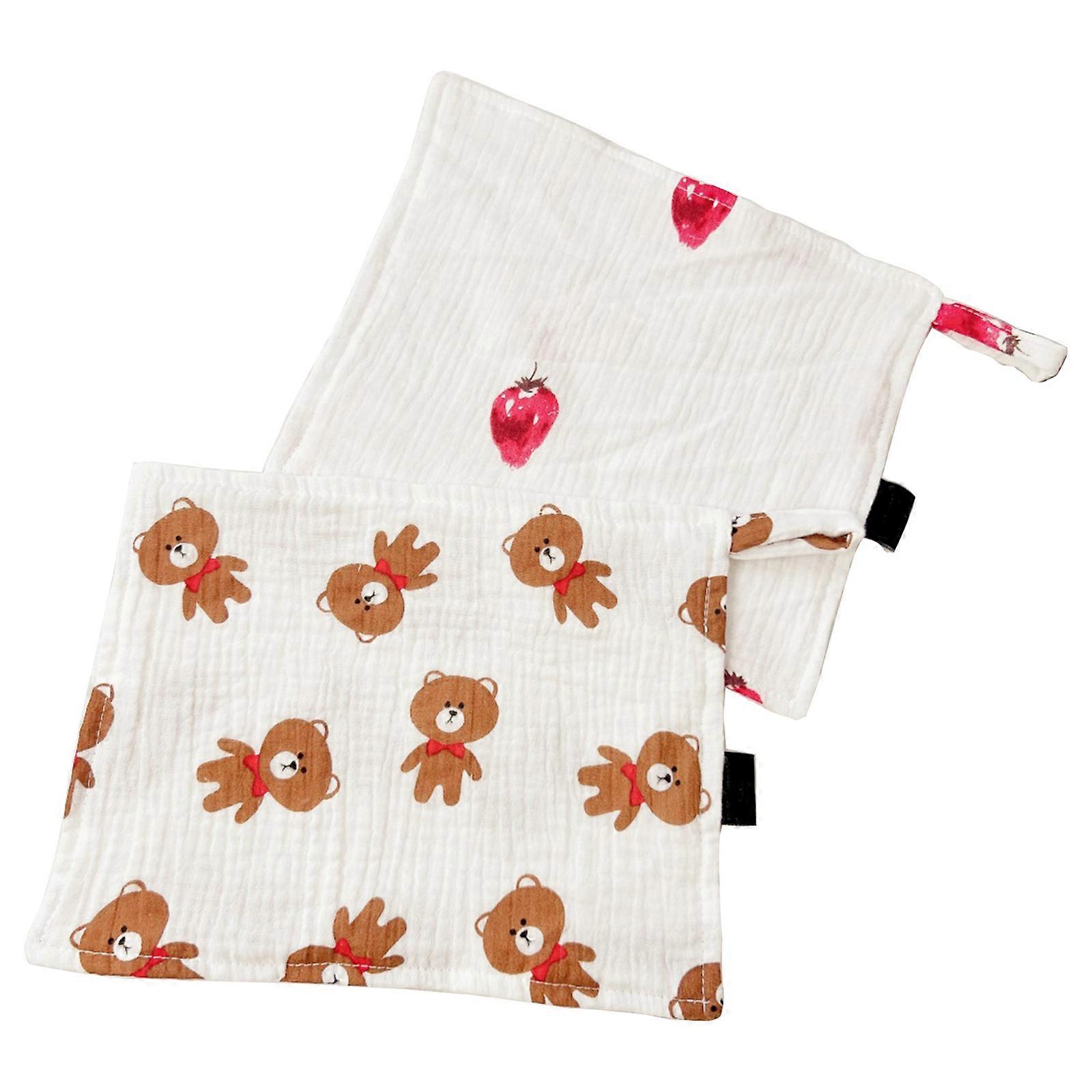 2pcs Baby Hand Towel Set Teething Bib for Toddlers 4-layers Burp Cloth Handkerchief Cartoon Newborns Face Towel SET5