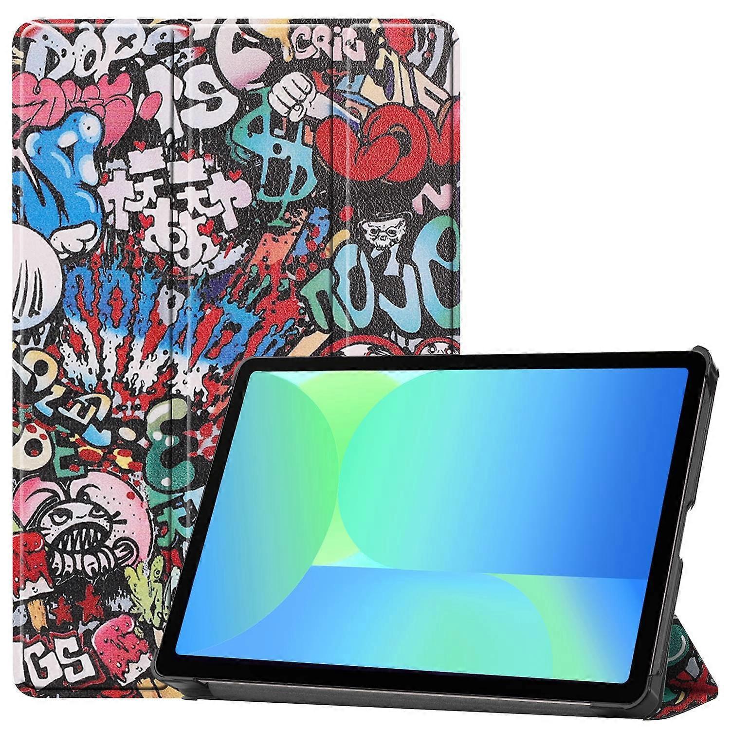 For Samsung Galaxy Tab S10 FE Case Pattern Print Leather Stand Tablet Cover - Graffiti