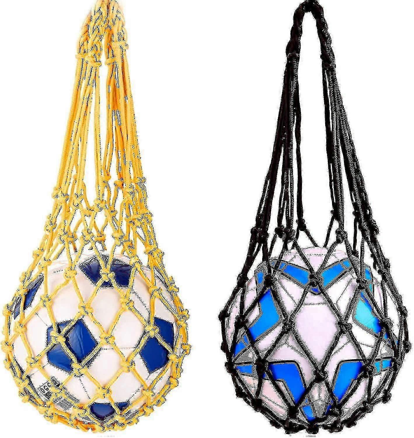 2pc Ball Net Bag Portable Nylon Sports Ball Mesh Pocket For Volleyball Basketball