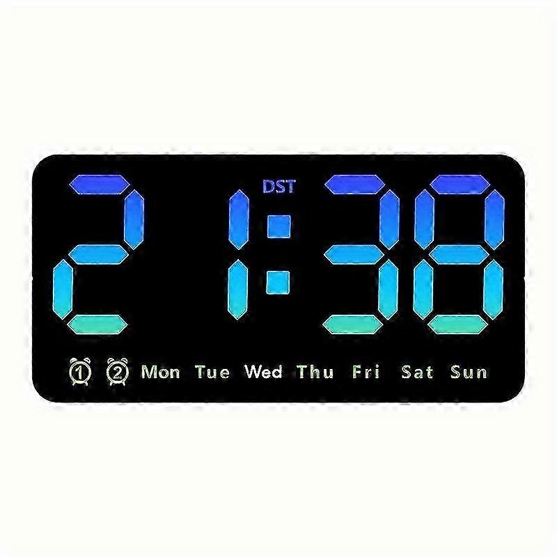 Large Screen Voice-Controlled Digital Wall Clock - Snooze, Temperature, Date Display, USB Charging & LED Lighting, 12/24 Hour Format