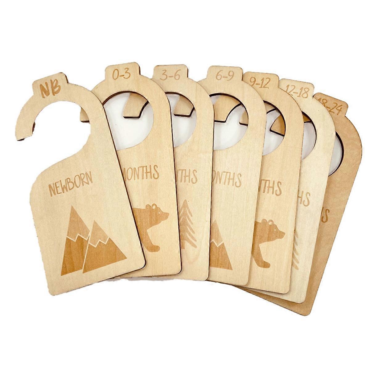 Baby Wardrobe Divider 7Pcs/Set Wooden Nursery Clothes Divider (Wood)