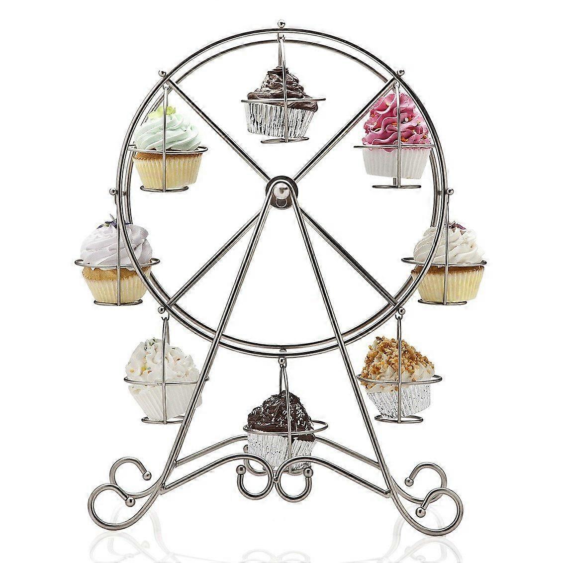 Rotating Ferris Wheel Cupcake and Dessert Server for 8 Cupcakes, Fun Party Display Stand, Party Decor, White Color
