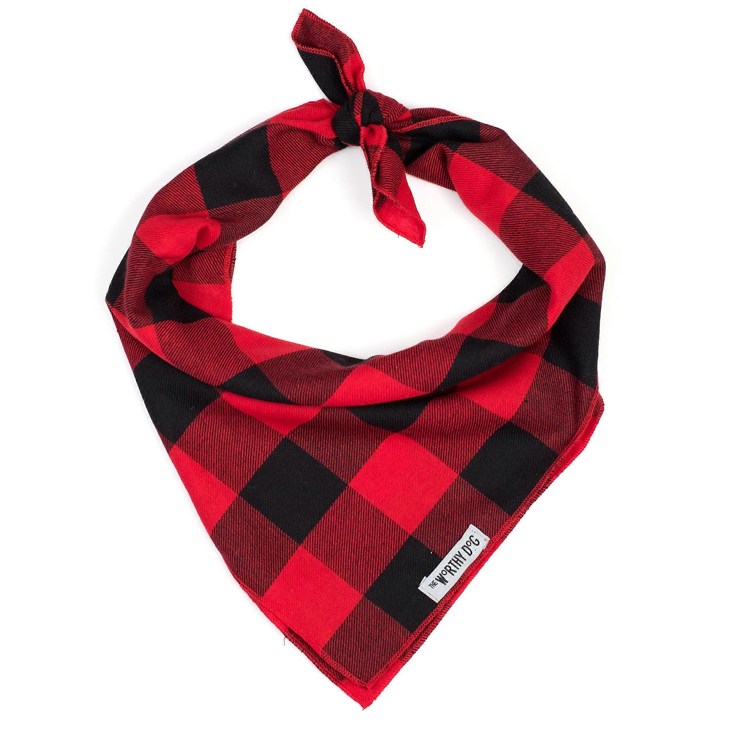 Large Buffalo Plaid Designer Adjustable and Comfortable Accessory for Dogs Red And Black Color For Large Dogs