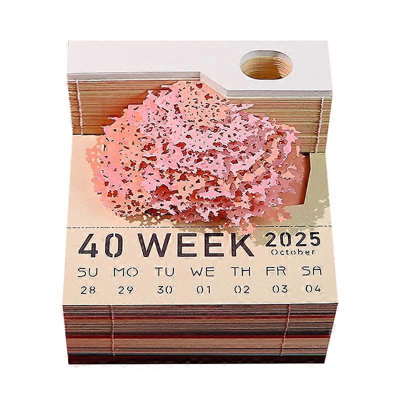 Tree Desk Calendar With LED Lights 2025 Calendar Memo Pad Creative Desk Calendar DIY Notes Notepad 3D Art Calendar Paper Carving