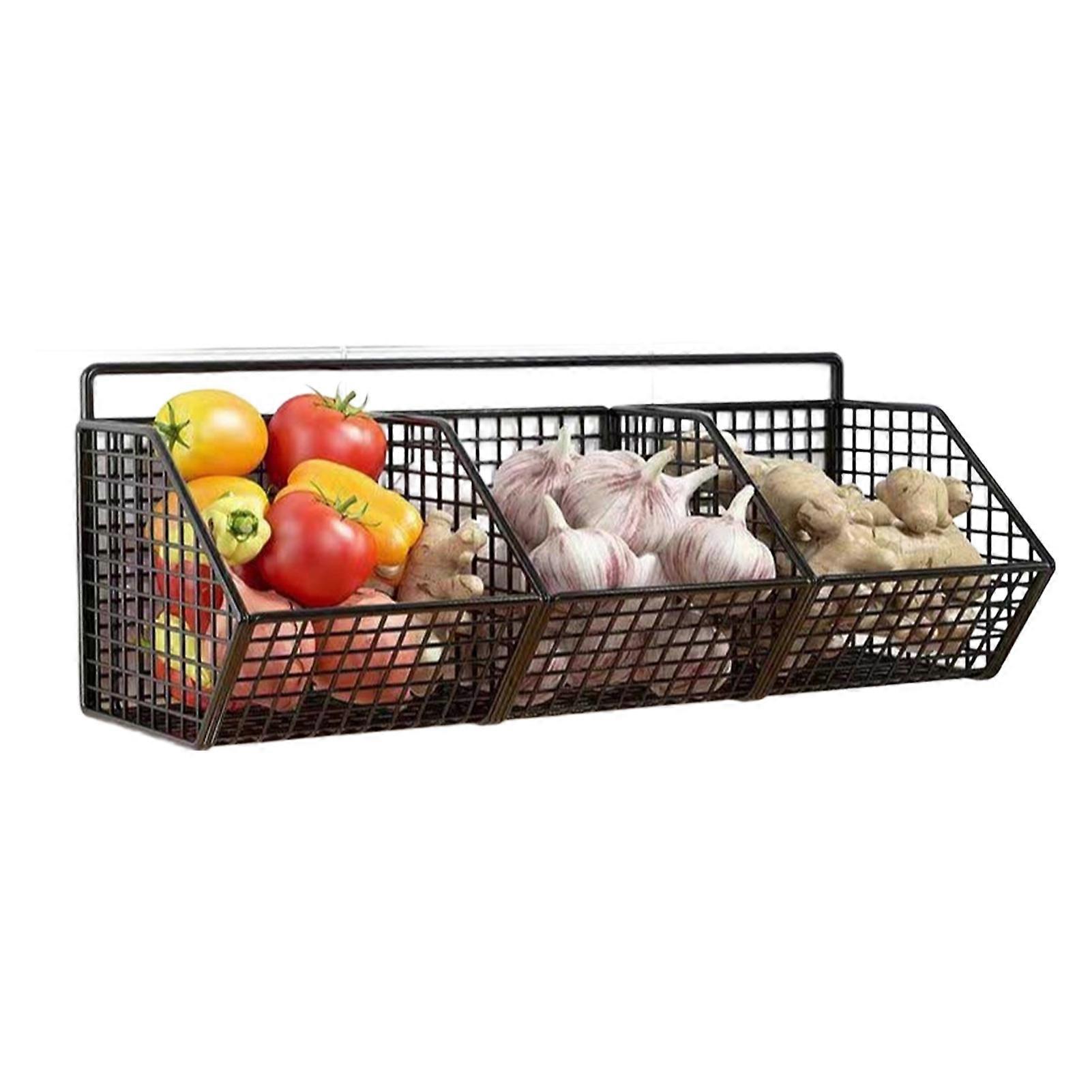 Kitchen Storage Hanging Baskets Easy Installation Fruit Ginger Storage Bins Organizer Suitable for Condiments