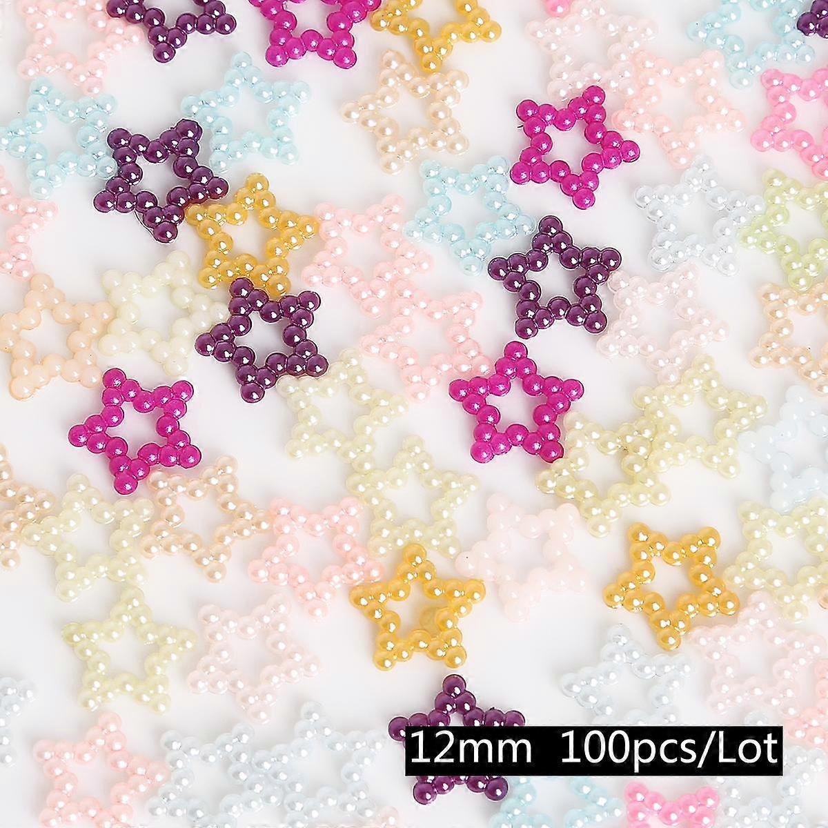100pcs Mixed Color Flatback Cabochon Imitation Plastic ABS Pearl Beads DIY Craft Making Clothes Decoration