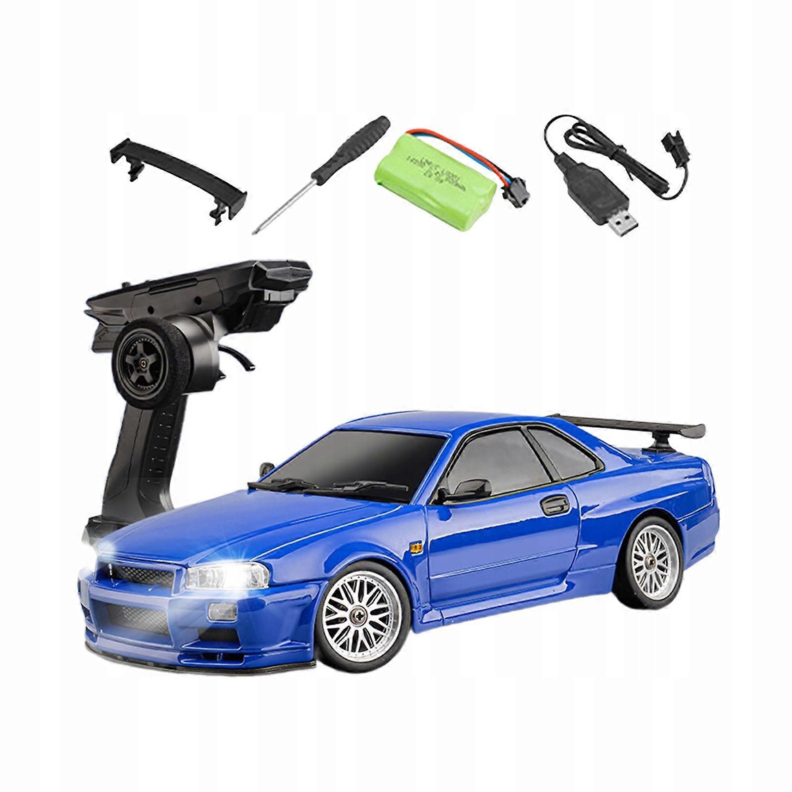 Rc Drift Car 1:18 Scale 4wd Rear Wheel Drive System Remote Control Car Blue
