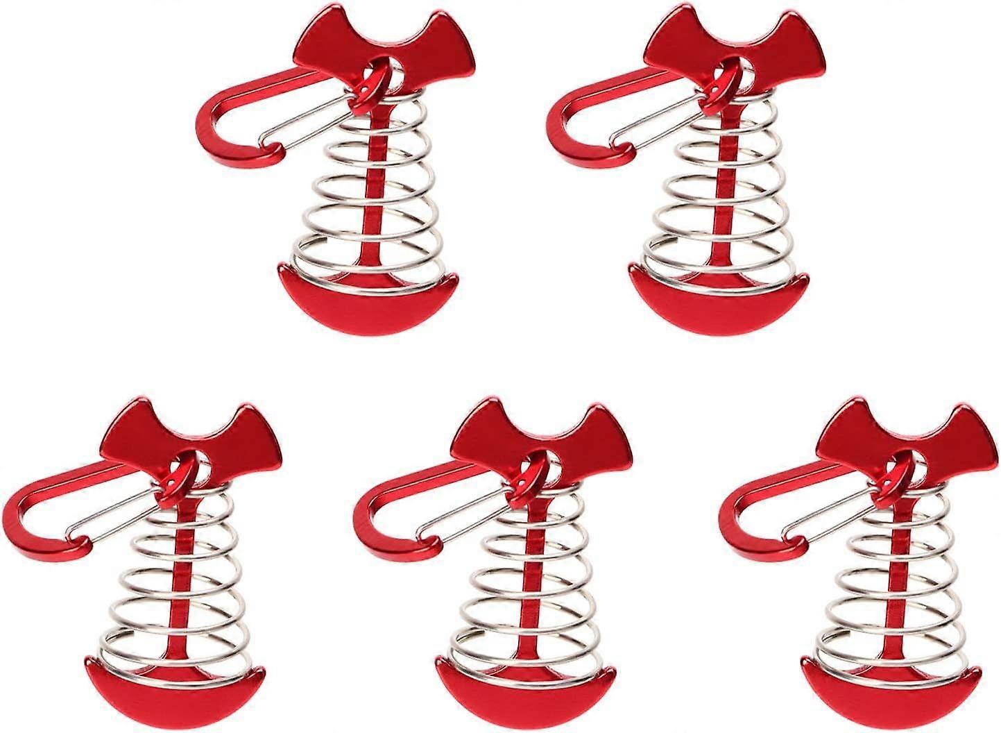 77mmA5 Pack Adjustable Fishbone Shaped Anchor Stakes with Spring Buckle, Tensioner Tent Stakes for Securely Fixing Tents, Canopies and Ropes