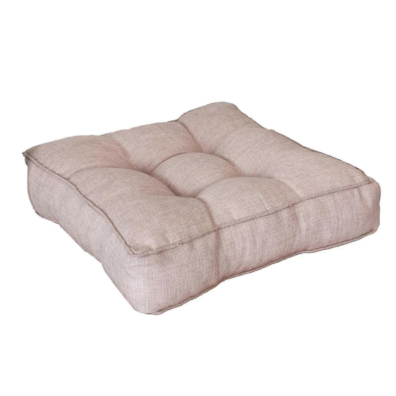 Three-dimensional Thickened Imitation Linen Cushion Custom-made Floor Cushion Bay Window Cushion Candy Color Colorful Cushion Silver Rice Gray 50*50*9