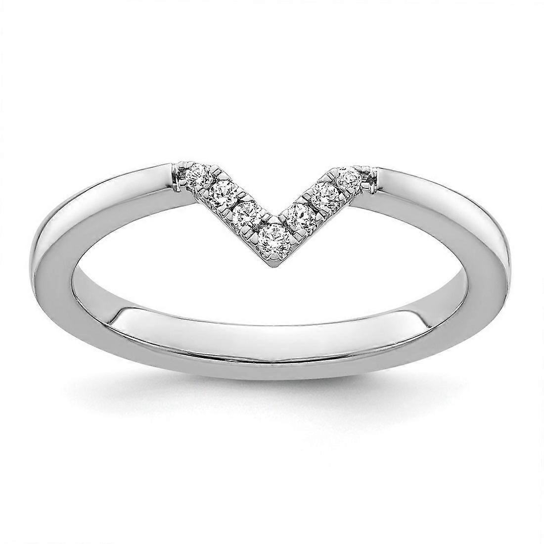 2.25mm 14k White Gold Stackable Diamond V shape Ring-Stackable-Ring for Women - Ring Size: 5 to 8