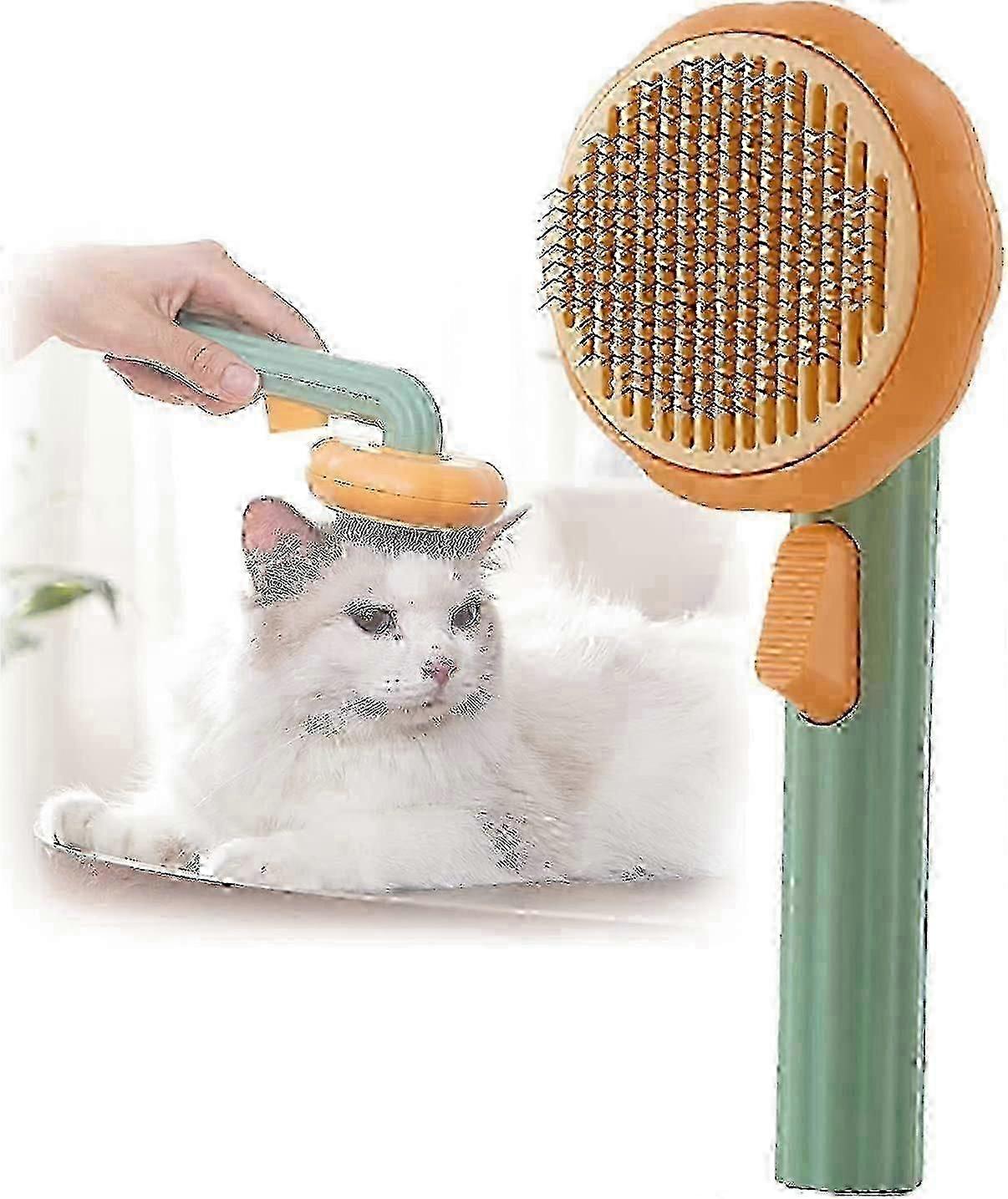فرشاة الأليفة اليقطين ، فرشاة ، فرشاة القطط ، مشط الاستمالة ، فرشاة ناعمة بمقبض لطيف الشكل ، فرشاة العناية بالكلاب والقطط مع زر تنظيف بنقرة واحدة.P20250