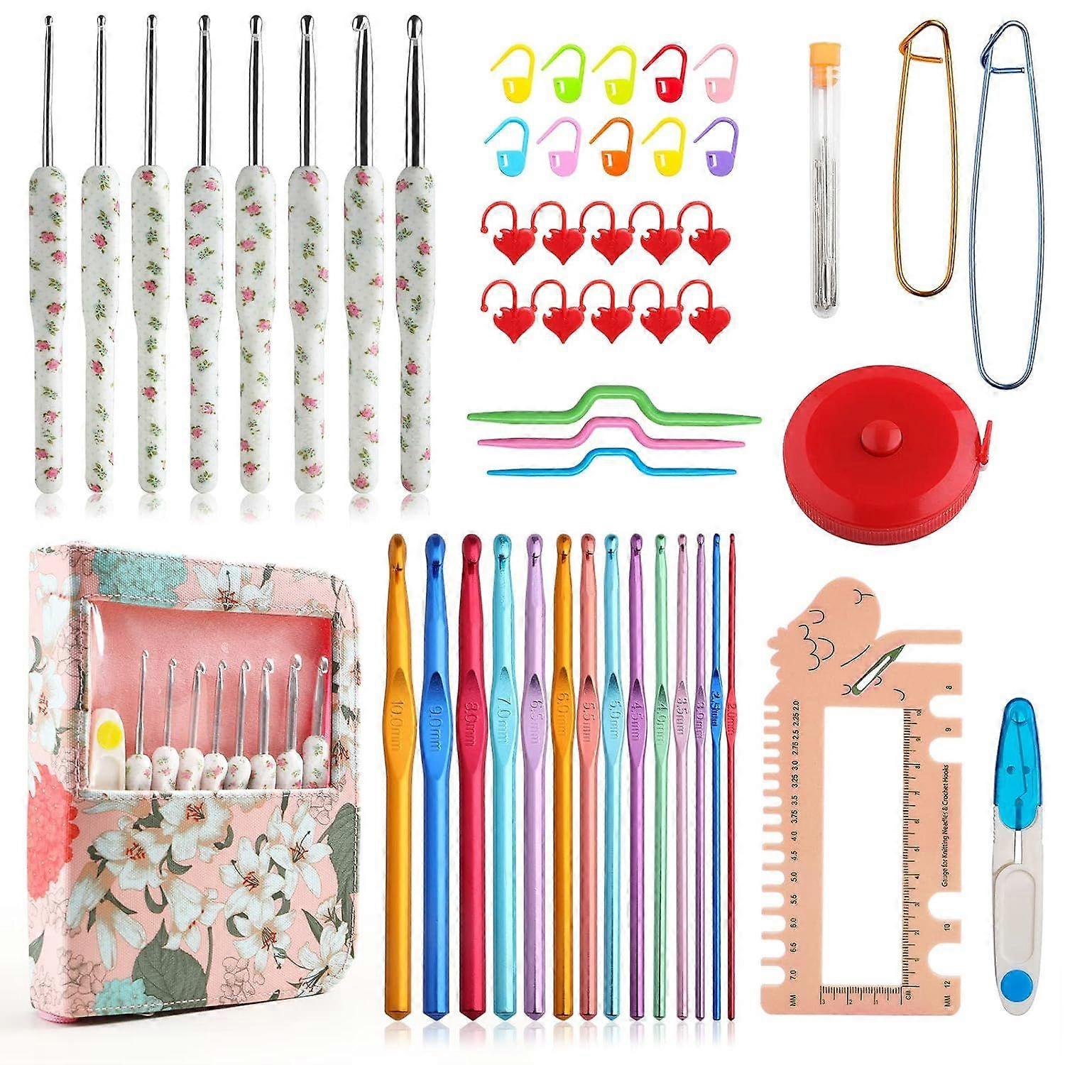 Crochet Hooks Set with Case,8 Ergonomic Crochet Hooks with Soft Grip,Full Crochet Kit