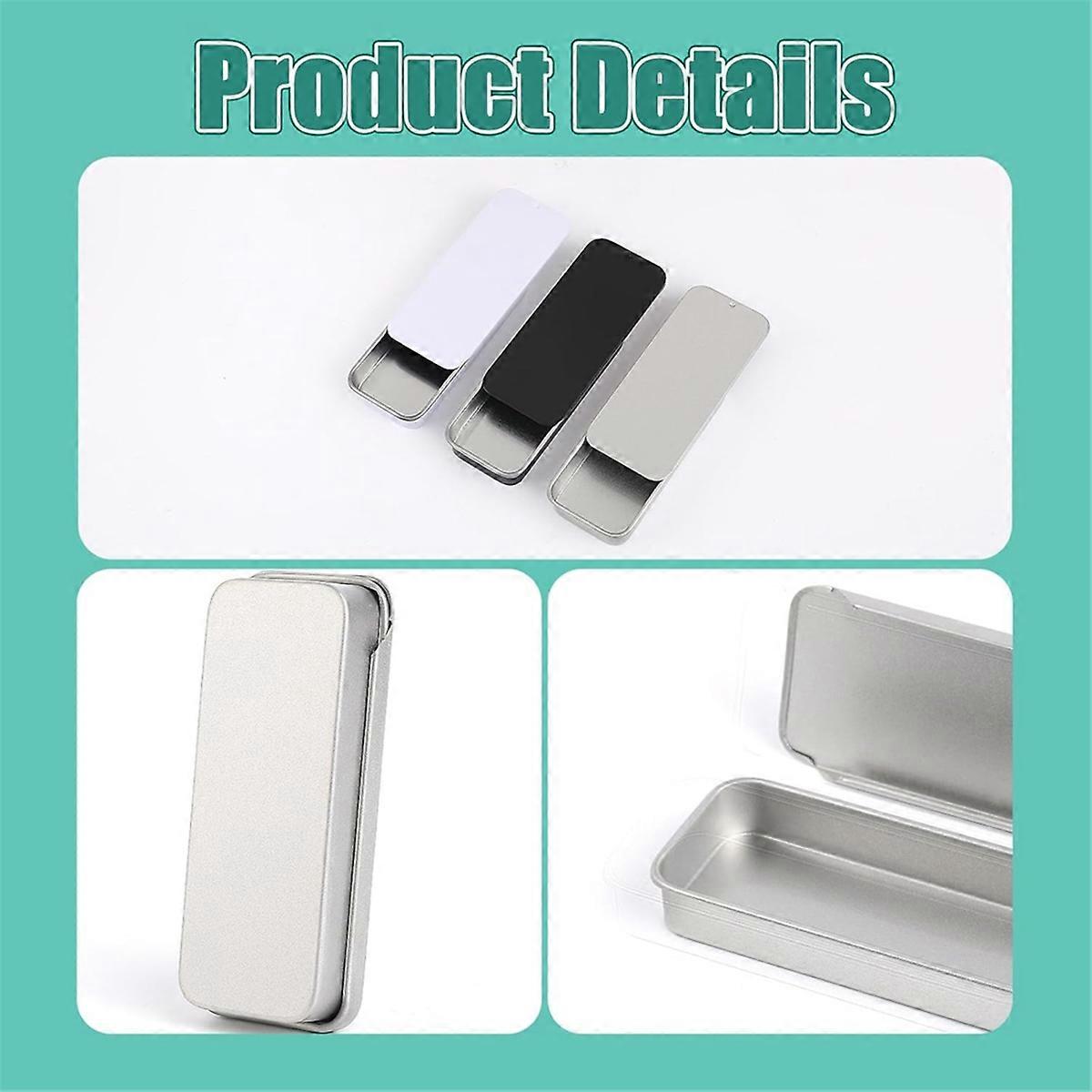 3 PCS Metal Slide Top Tin Containers