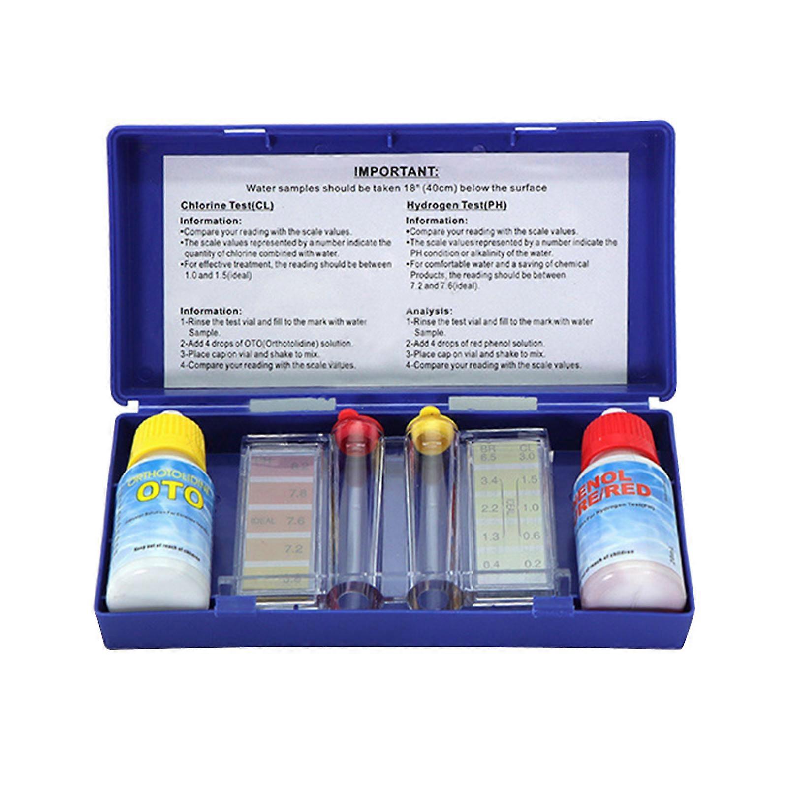 Water Quality Test Solution with Testing Strip Tube Tool for PH Residual Chlorine Detection
