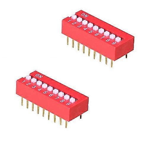 50PCS Red 2.54mm Pitch 9Bit 9 Positions Ways Type DIP Switch