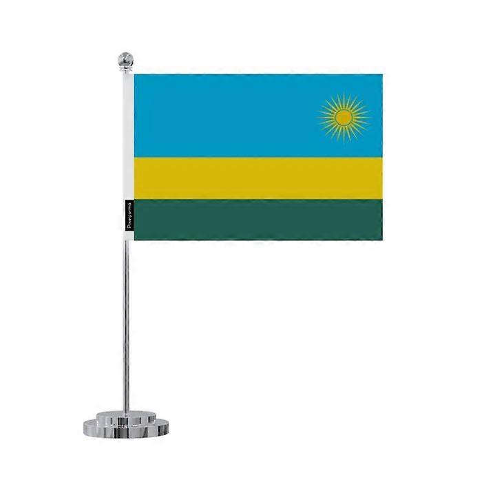 Flag desk of Rwanda – 14 x 21 cm – Polyester – Stainless Steel base