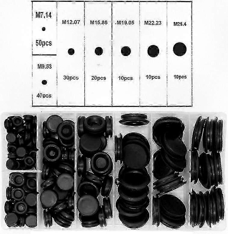 170 Pieces of Rubber Plugs and Grommets Set with Convenient Storage Box for Organization and Easy Access