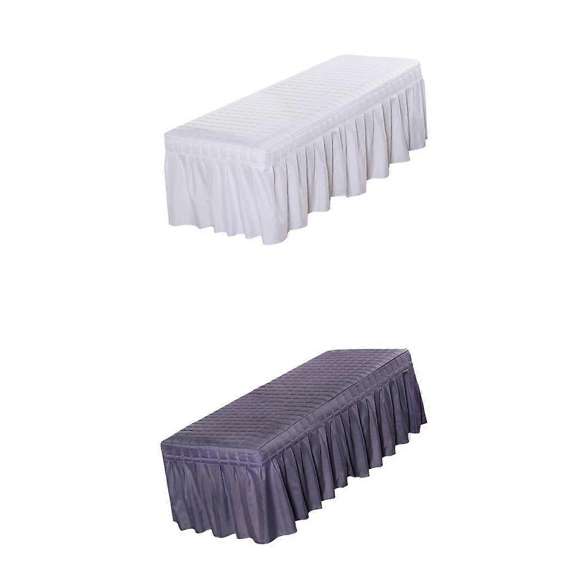 2x Breathable Table Skirt With Hole For Hotel