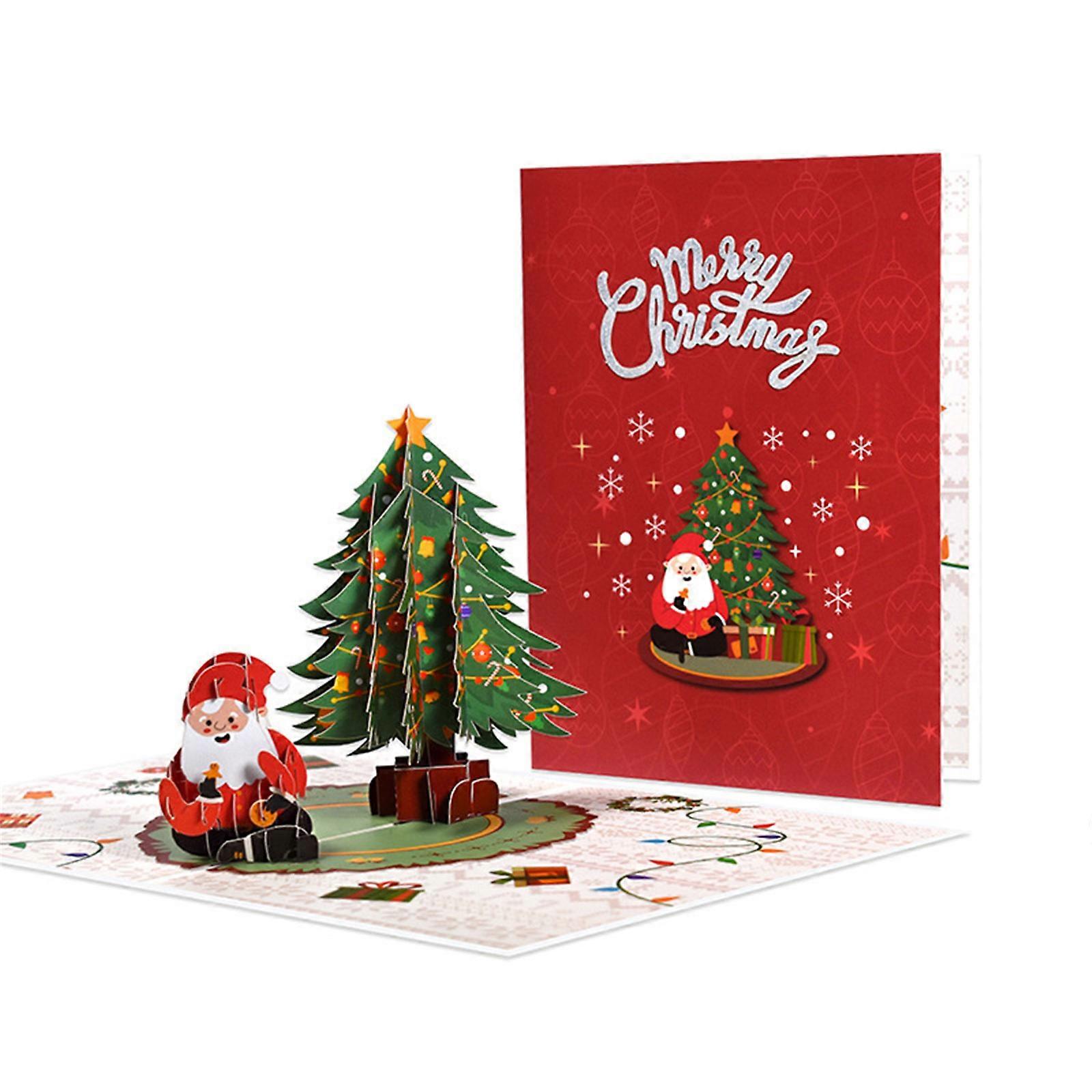 Exquisite 3D Christmas Card with Elderly and Tree Design Add a Touch of Festivity to Your Decor