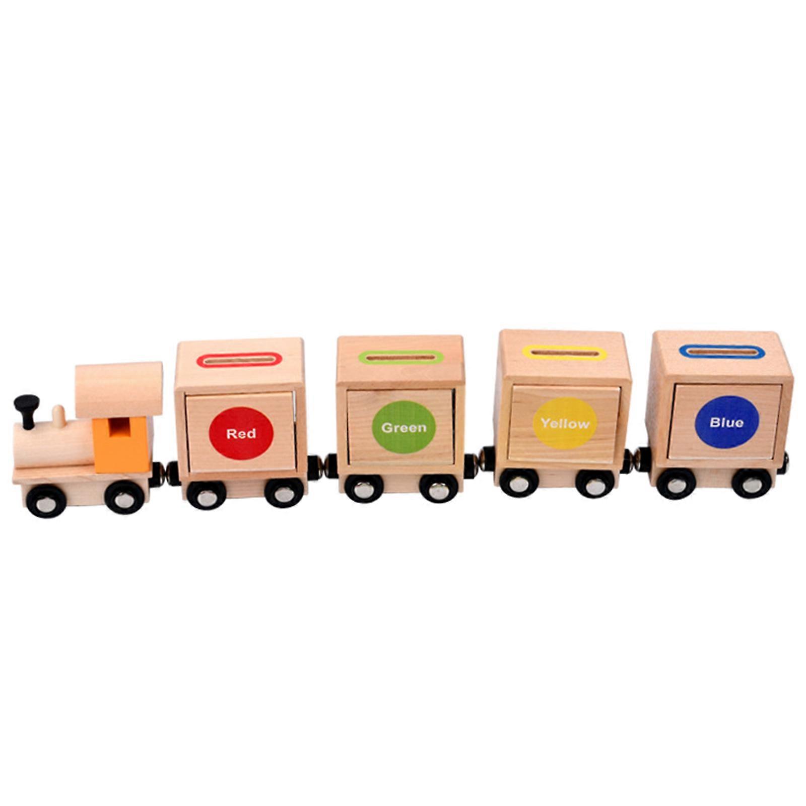 Toy Train for Children Pull Along Magnetic Train Shape Sorting Color Learning Lovely Cartoon Train Toy Early Learning