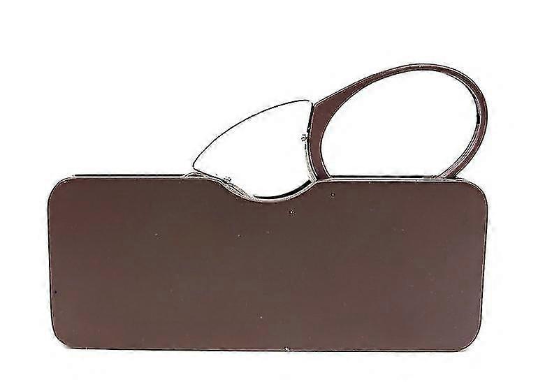 Armless Ultralight Reading Glasses with Universal Pod Case - 250 - Brown