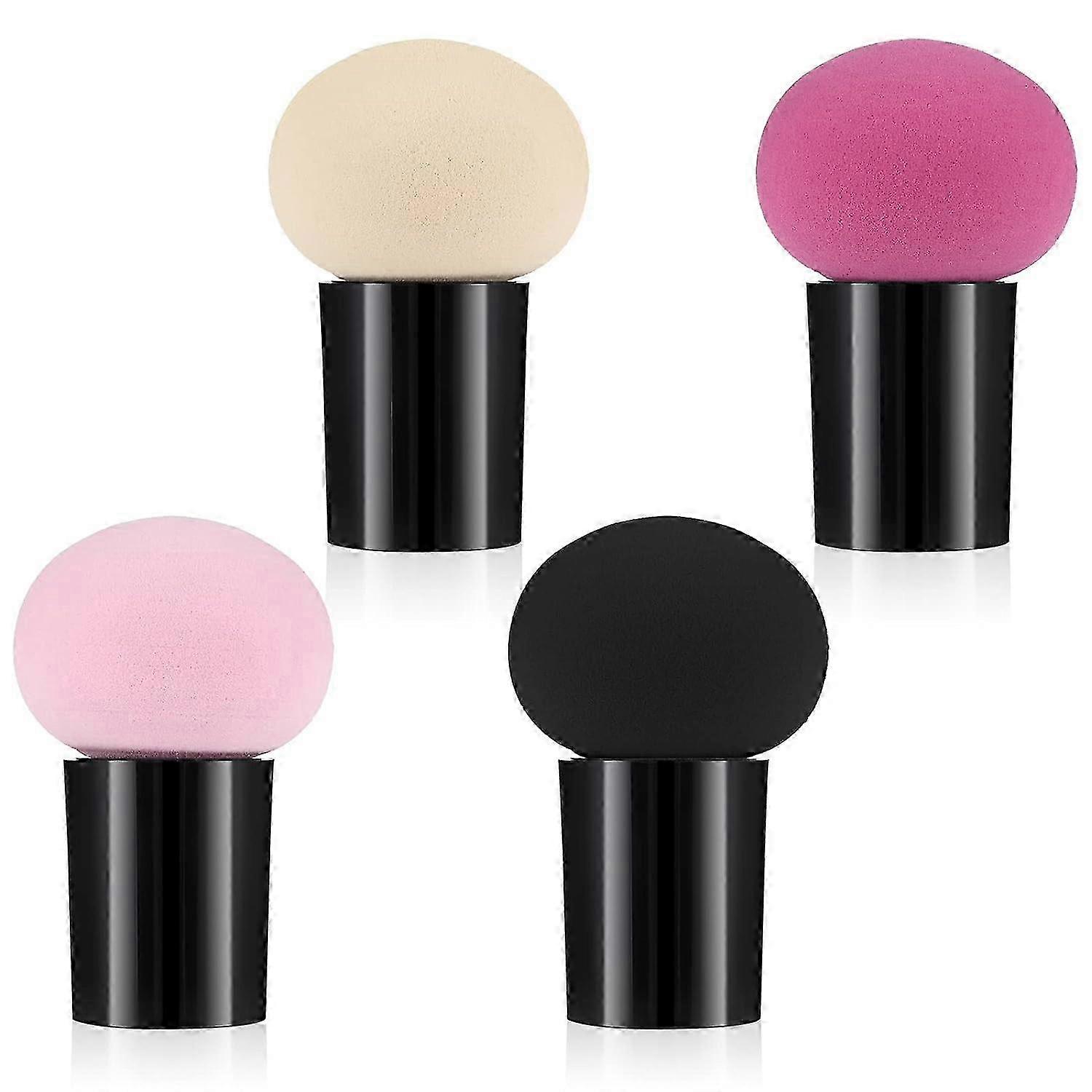 4 PCS Makeup Egg Sponge Set with Mini Handle for Foundation & Concealer
