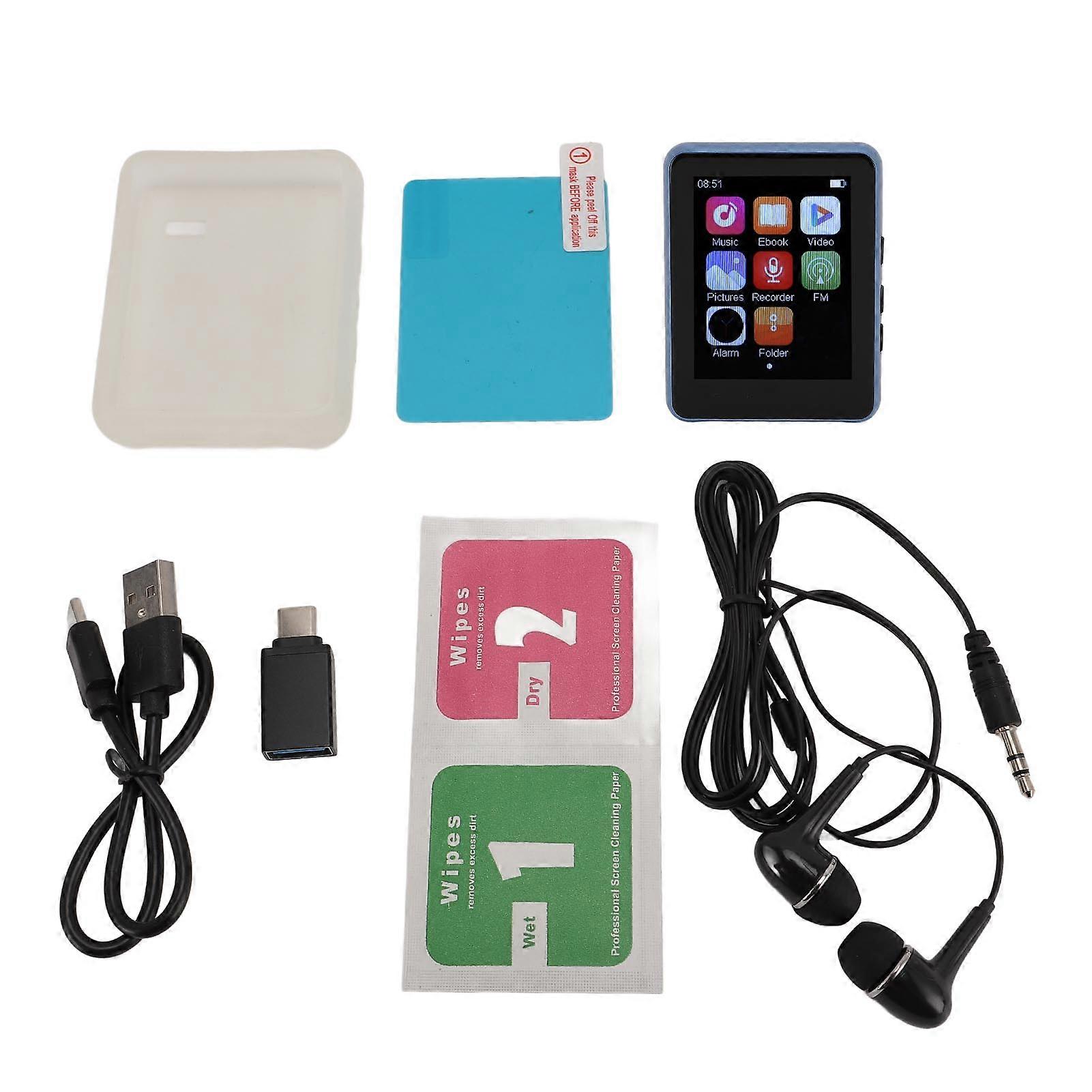 32GB Bluetooth 5.0 MP3 Player with Touch Screen, HiFi Sound, Speaker, FM Radio, Blue