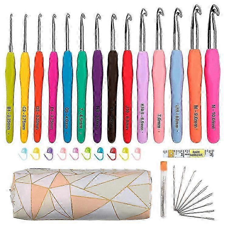 14-Size Ergonomic Crochet Hooks Set with Case for Arthritic Hands