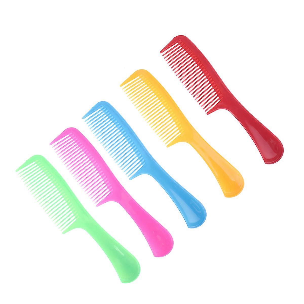 Colorful Plastic Hair Combs Set Long Handle Detangling Teeth, Durable Static Resistant Combs for Salon & Home Use, Mixed Candy Colors