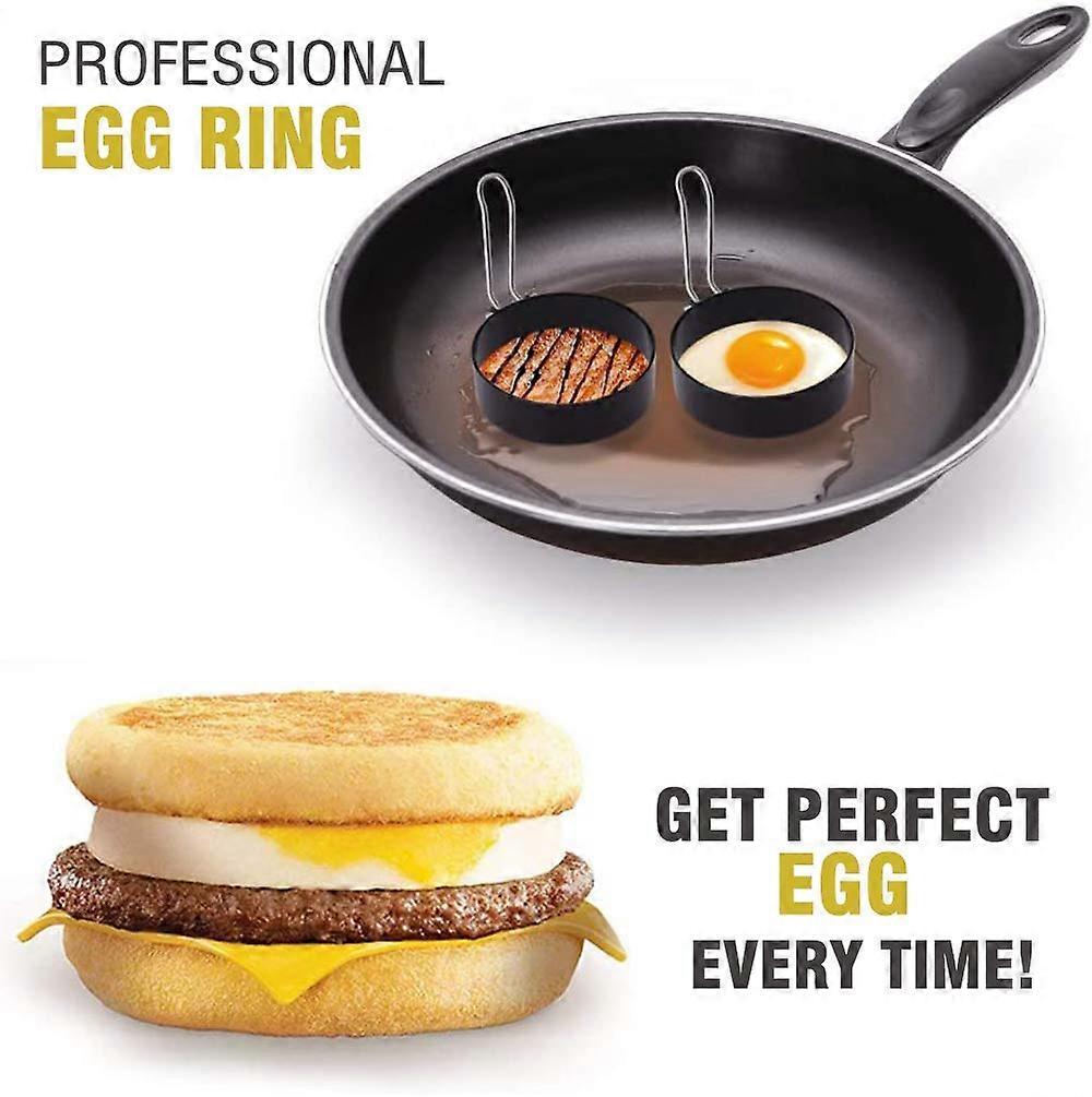 4pcs Round Eggs Rings Stainless Steel Egg Cooking Rings for Frying Shaping Cooking Eggs and Omelet Egg Maker Mold