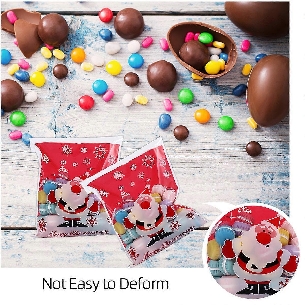 Candy Packing OPP Christmas Party Pouch Self-Adhesive Bag Rectangular 14X10X0.1CM Red 200Pcs