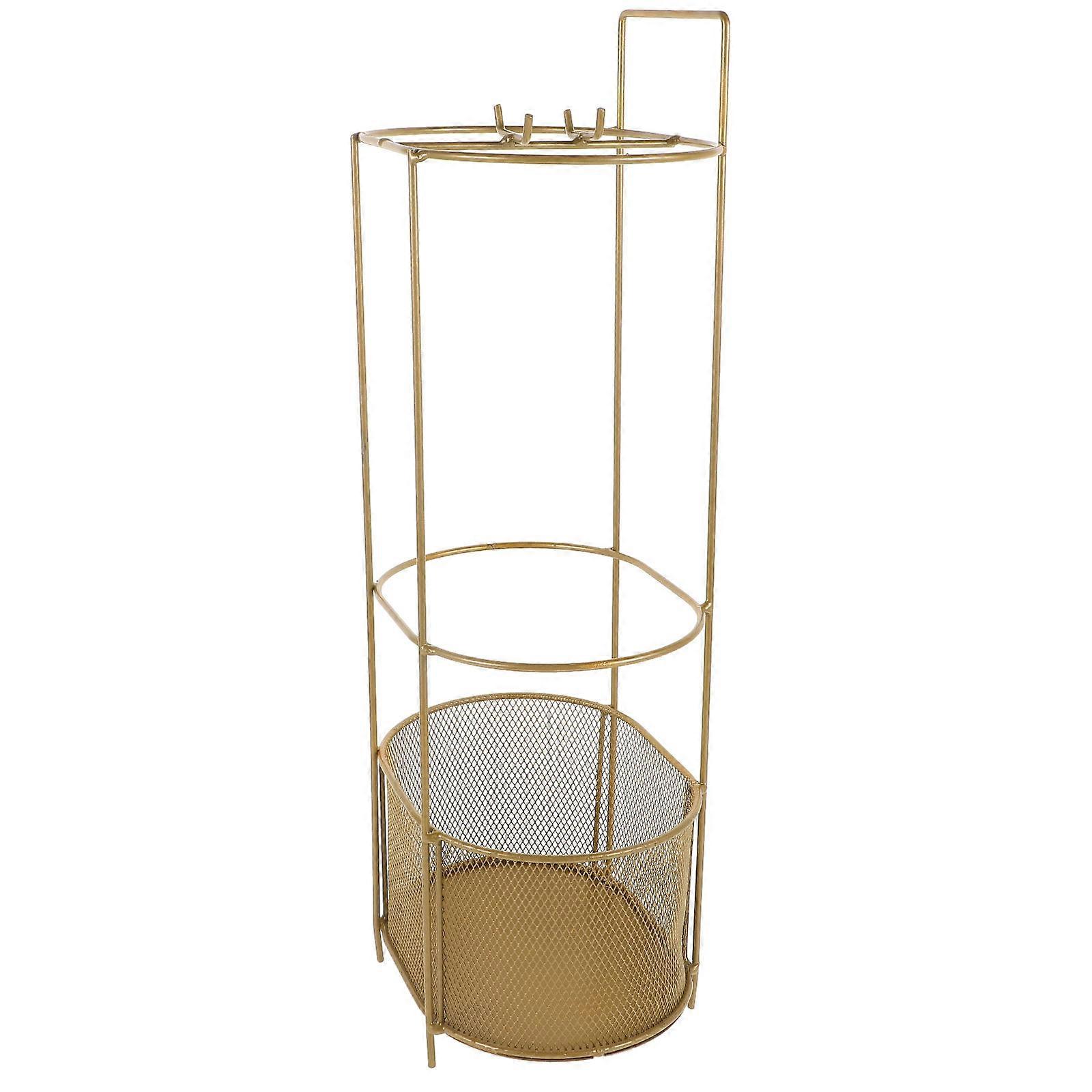 Fer Parapluie Support Porte-Cylindre Minimaliste À La Mode Doré 48.00X20.00X14.50CM Drainage De L’eau 1Set