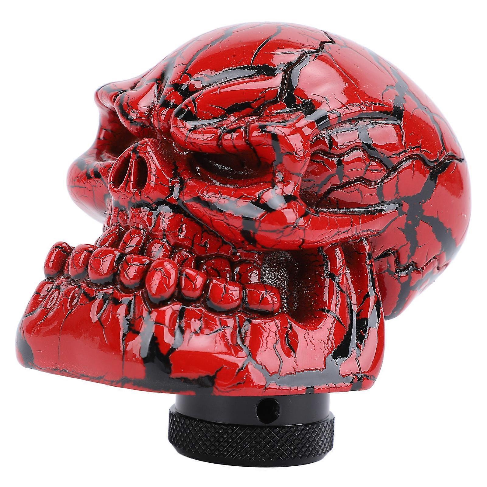 Skull Shift Knobs Resin Comfortable Grip Samurai Skull Shifter Handle Knob with 3 Adapters for Most Manual Transmissions Car Red 