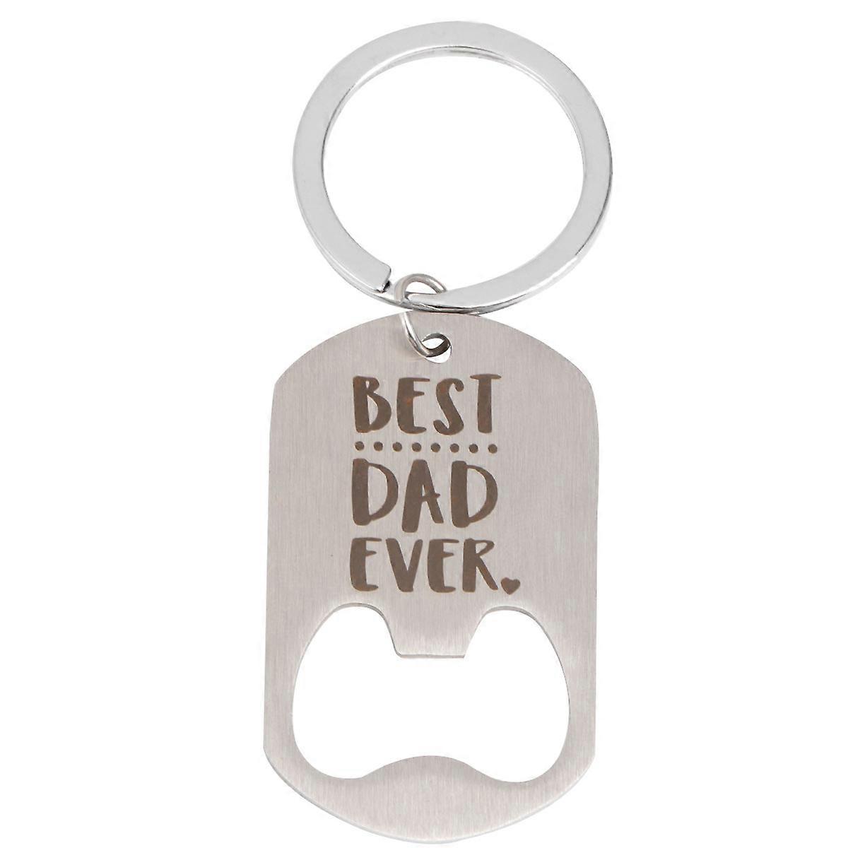 Dad Keychains Creative Design Metal Engraved Keychain Bottle Opener for Father's Day 1Pack