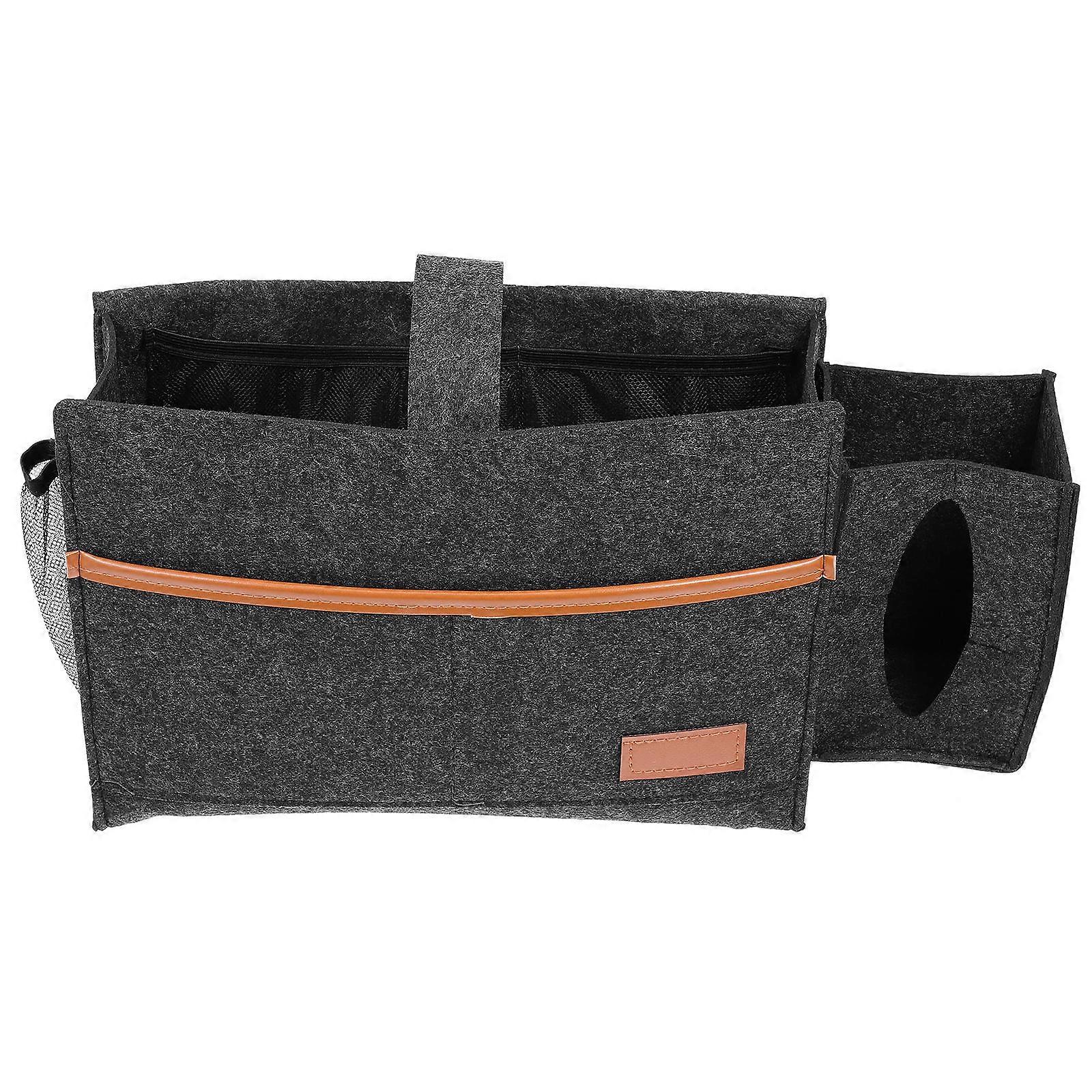Bedside Table Organizer Storage Holder Dark Grey 36X26X12CM Sturdy and Nightstand Organization 1Set