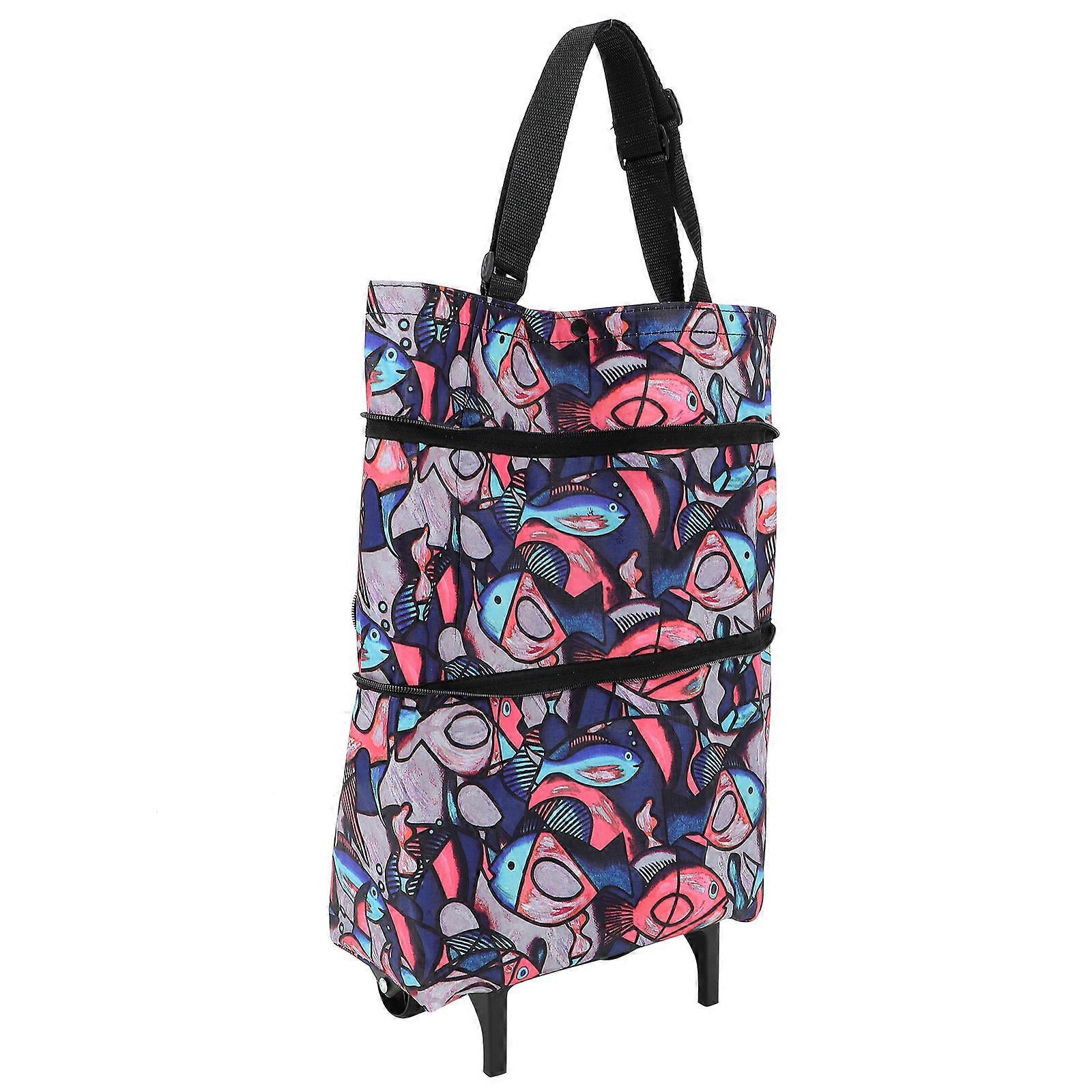 Bag With Wheels For Women Waterproof Fabric Trolley Bag Multipurpose For Daily Use 1Pcs