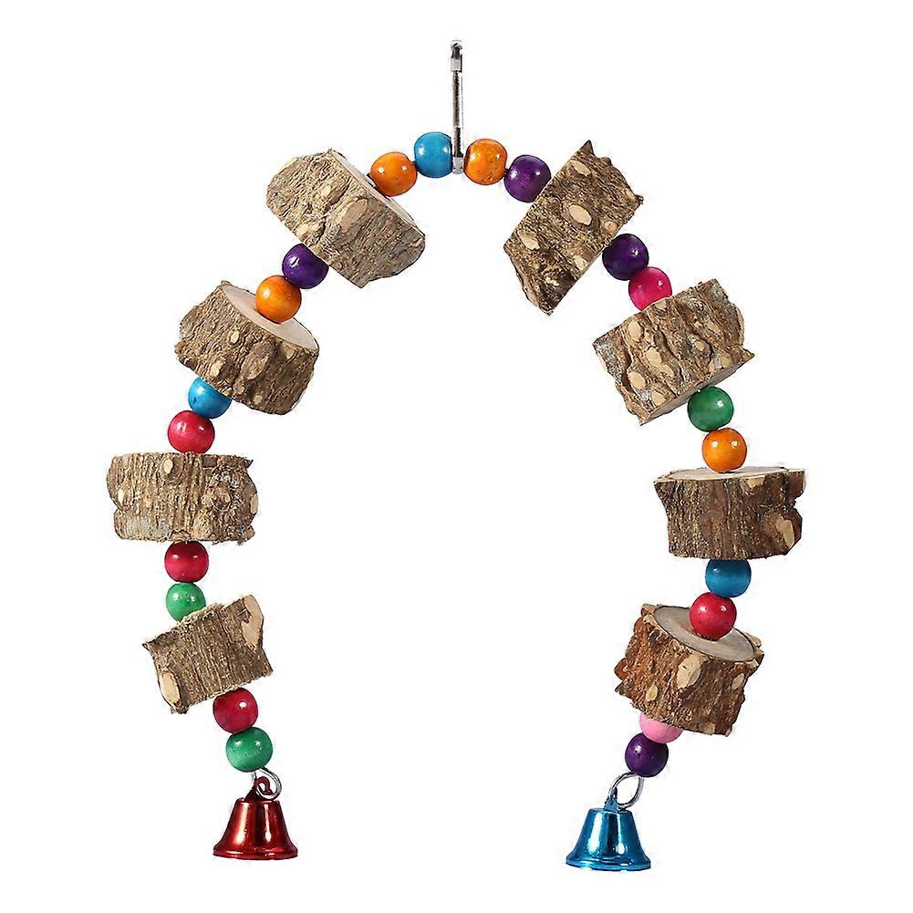 Parrot Chew Toy Swing Bird Cage Accessories Hanging Wooden Toy