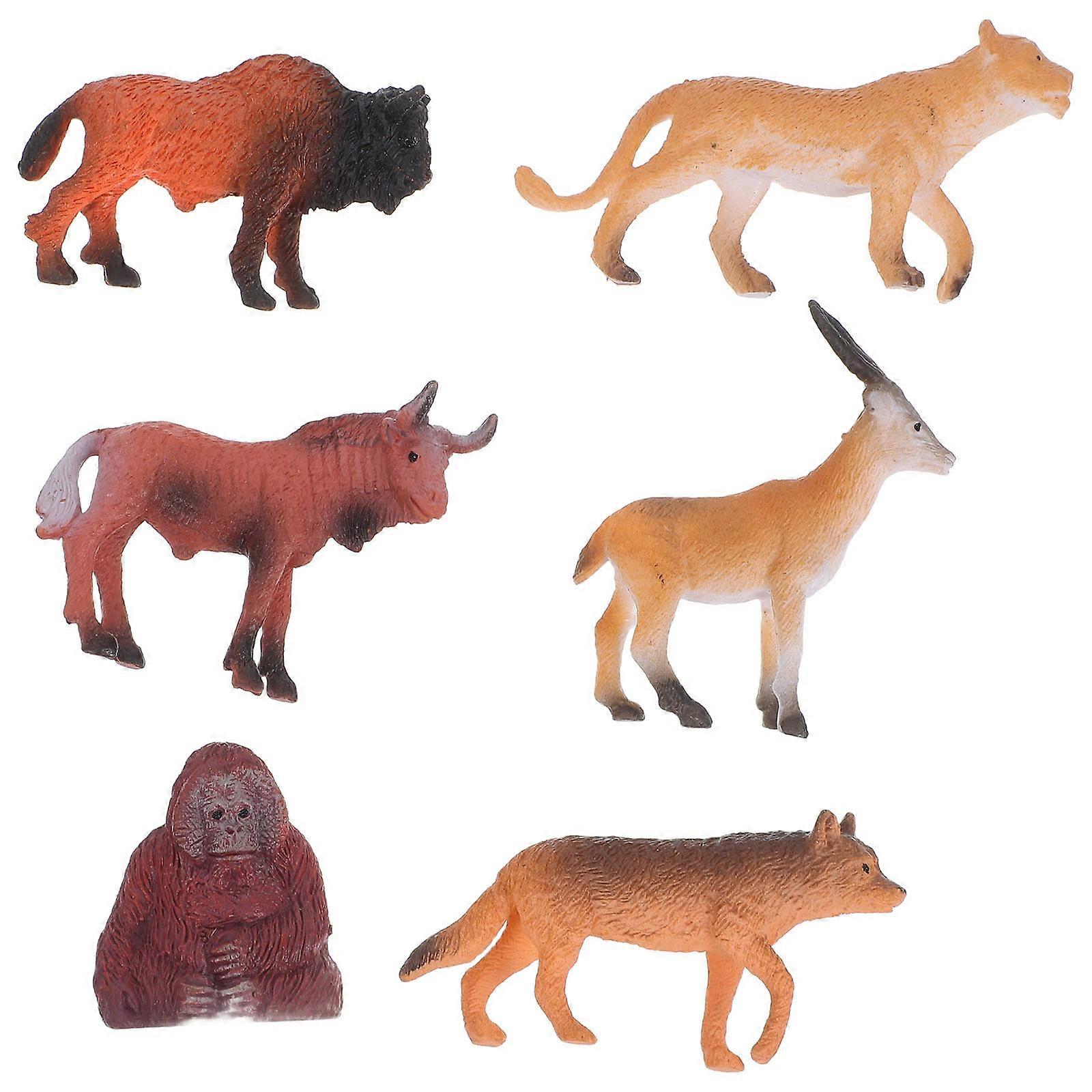 Small Plastic Animals Realistic Design DIY Projects Desktop Decoration Resin Miniature Figures 6Pcs