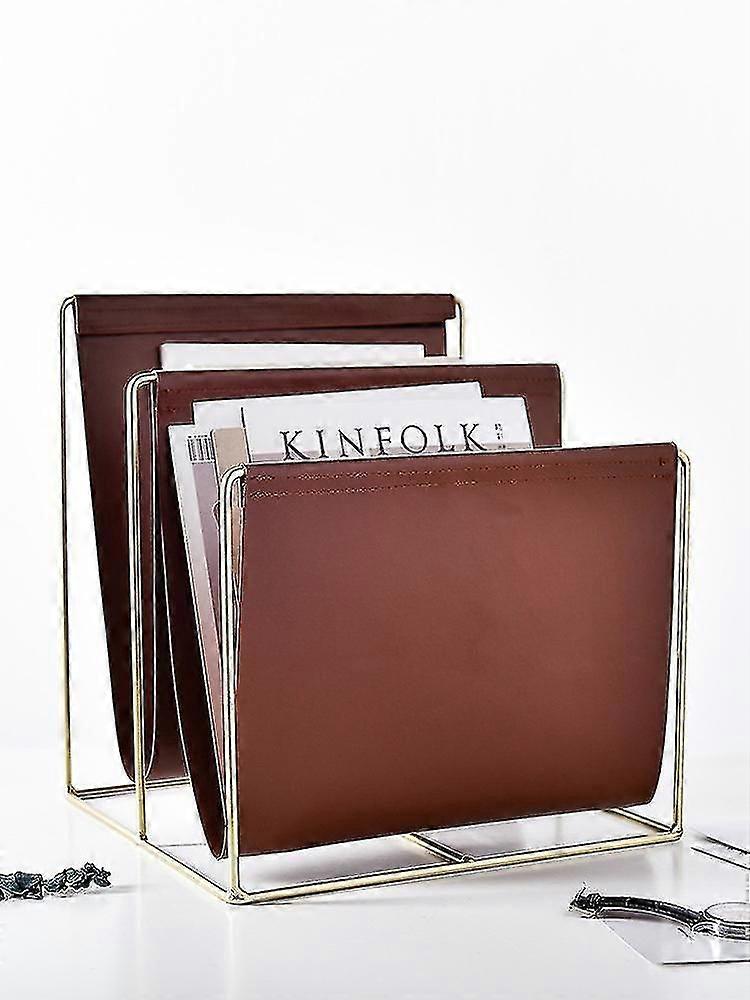 2024、金属PUレザーマガジンラック、新聞ホルダー、雑誌用金属マガジンラック、新聞