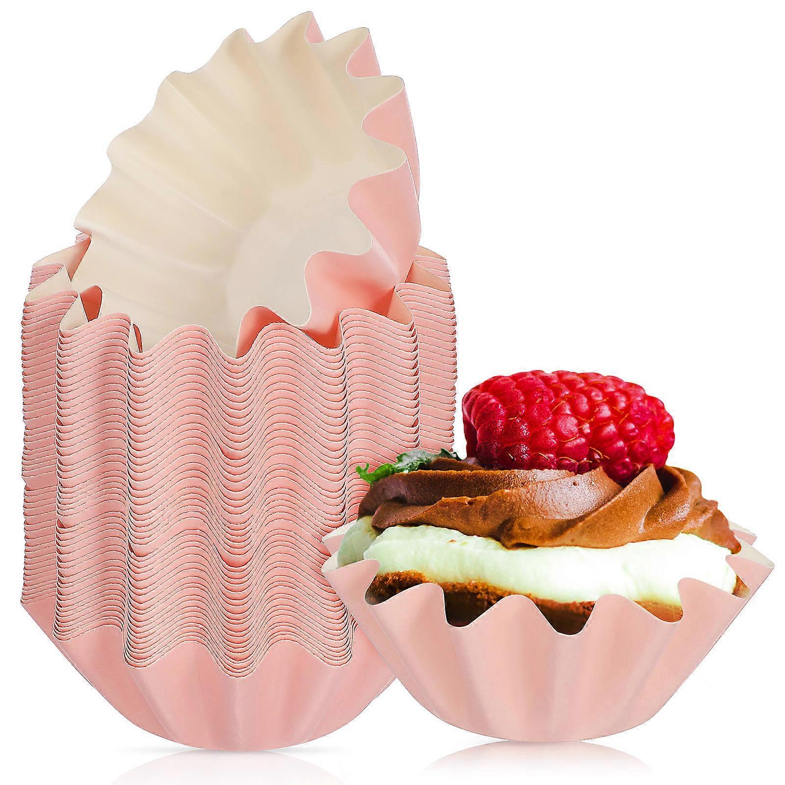 Papper Muffins Cup Bakfoder Rosa 7.60X7.60X4.50CM Lätt Release 100st