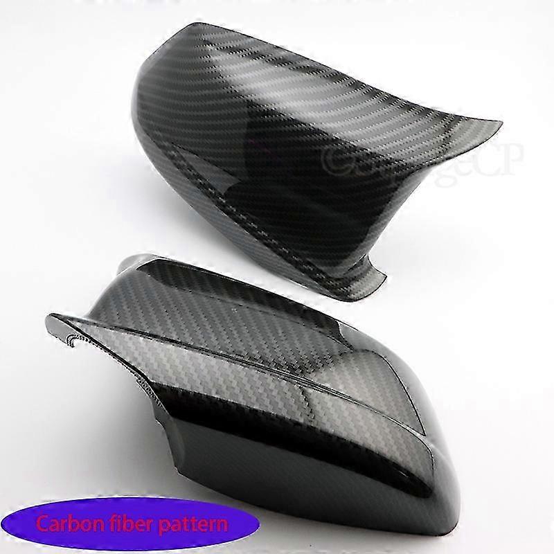 2x Carbon Fiber Style Black Rearview Side Mirror Cover Caps for Compatible Brand 5 Series F10 F11 F18 2010-2013