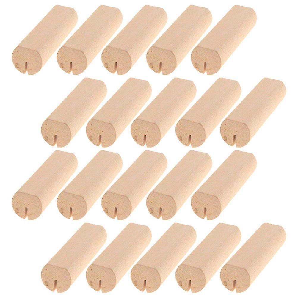 Wood Block Place Card Holders Table Number Stands Home Decor Khaki 6X1.8CM 20Pack
