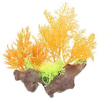 Aquarium Ornaments Aquatic Plant Adornment Fish Hiding Water Grass Decor Fake Plastic Tall Grass Shape Realistic Design For Reptile Tank Decor 1 Set