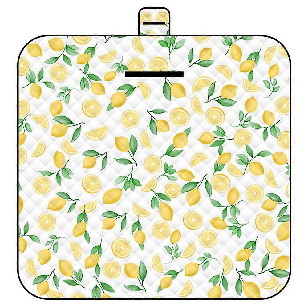 Picnic Blanket Waterproof 150x200 cm Yellow Lemon Foldable Machine Washable Beach Camping Hiking Mat for Outdoor Use