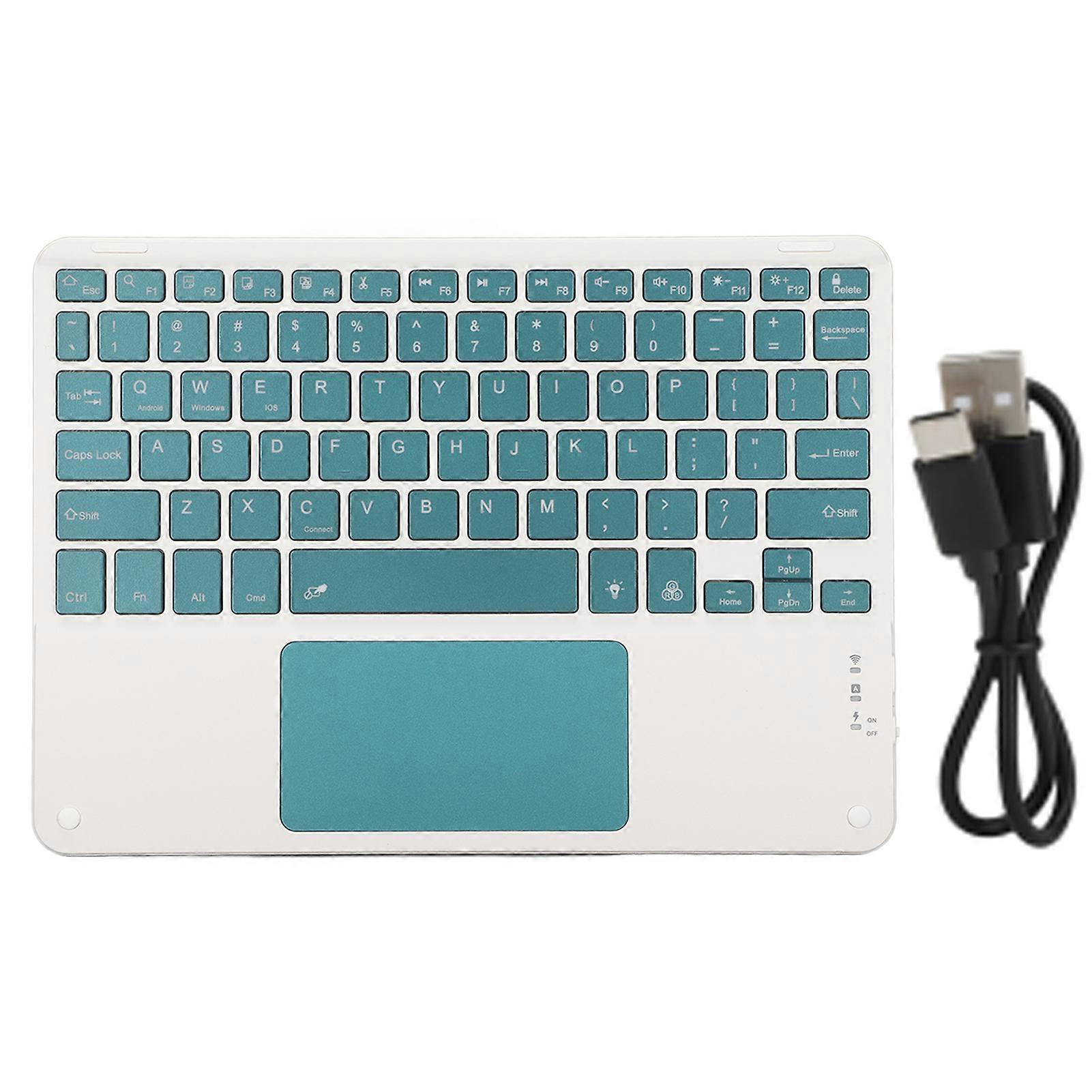 10-inch Ultra-Slim Wireless Keyboard with Touchpad, Quad Keys, RGB Backlit, for Home and Office, Blackish Green