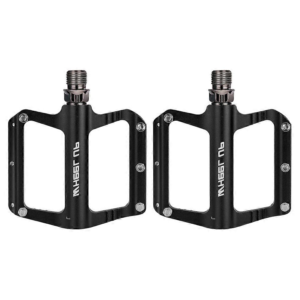 Non-Slip Bike Pedal Aluminium Alloy Professional Flat Platform Commuting Accessory Black 10x8.5x1.5 Cm 2Set